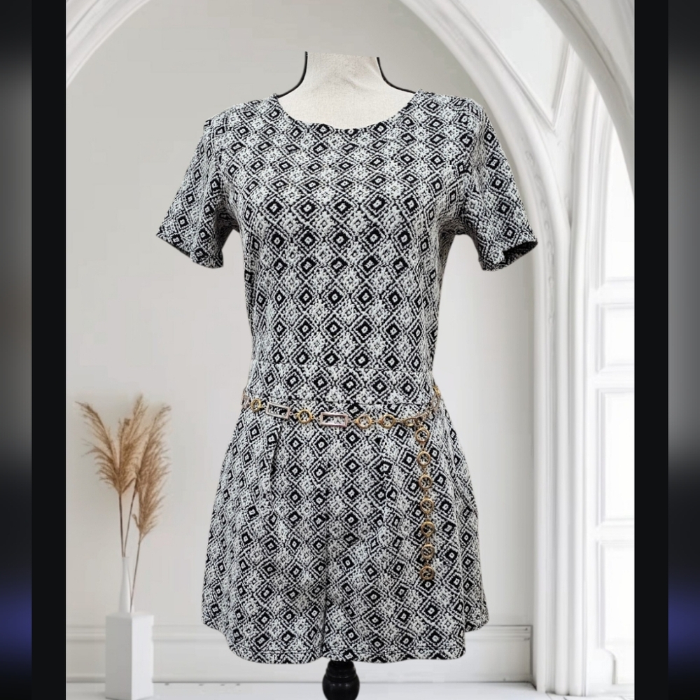 Bongo Vintage Y2k Textured  Black And White  romper